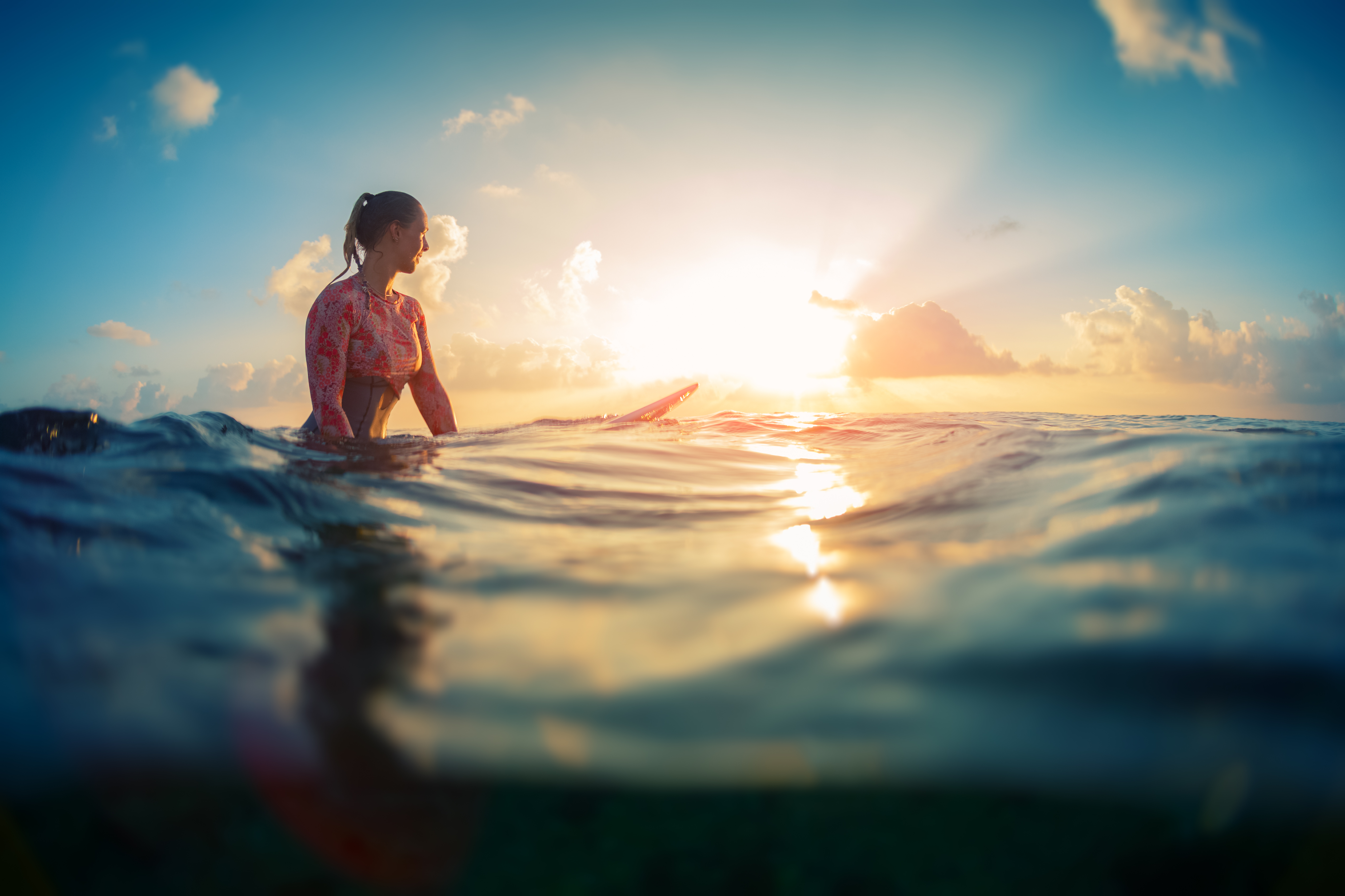 Surfing woman