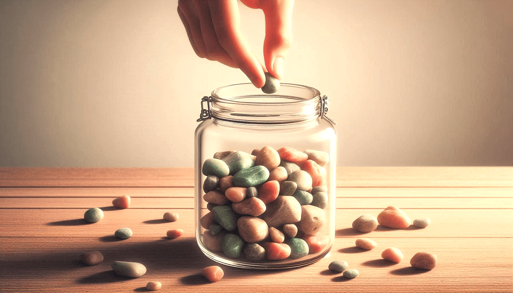 Filling a jar with pebbles
